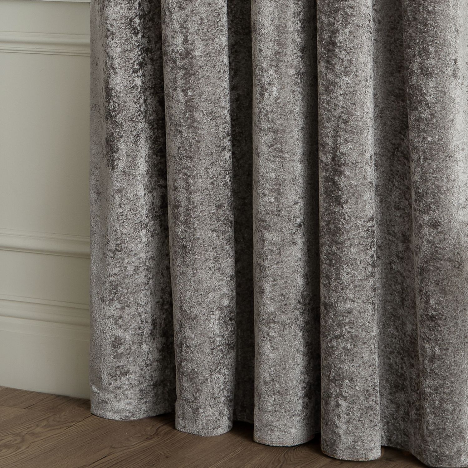 Paoletti Lustre Velvet Eyelet Curtains - Pewter - 229x183cm