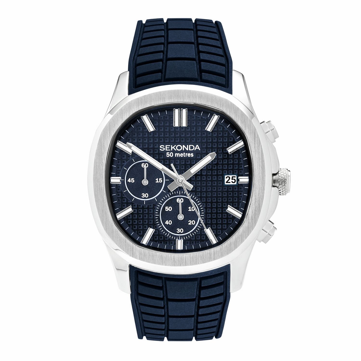 Sekonda Octaire Navy silicone strap watch 40mm, imported from the UK
