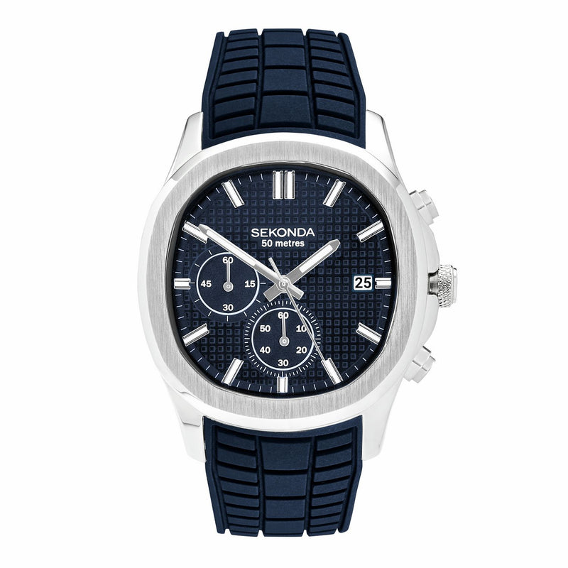 Sekonda Octaire Navy silicone strap watch 40mm, imported from the UK