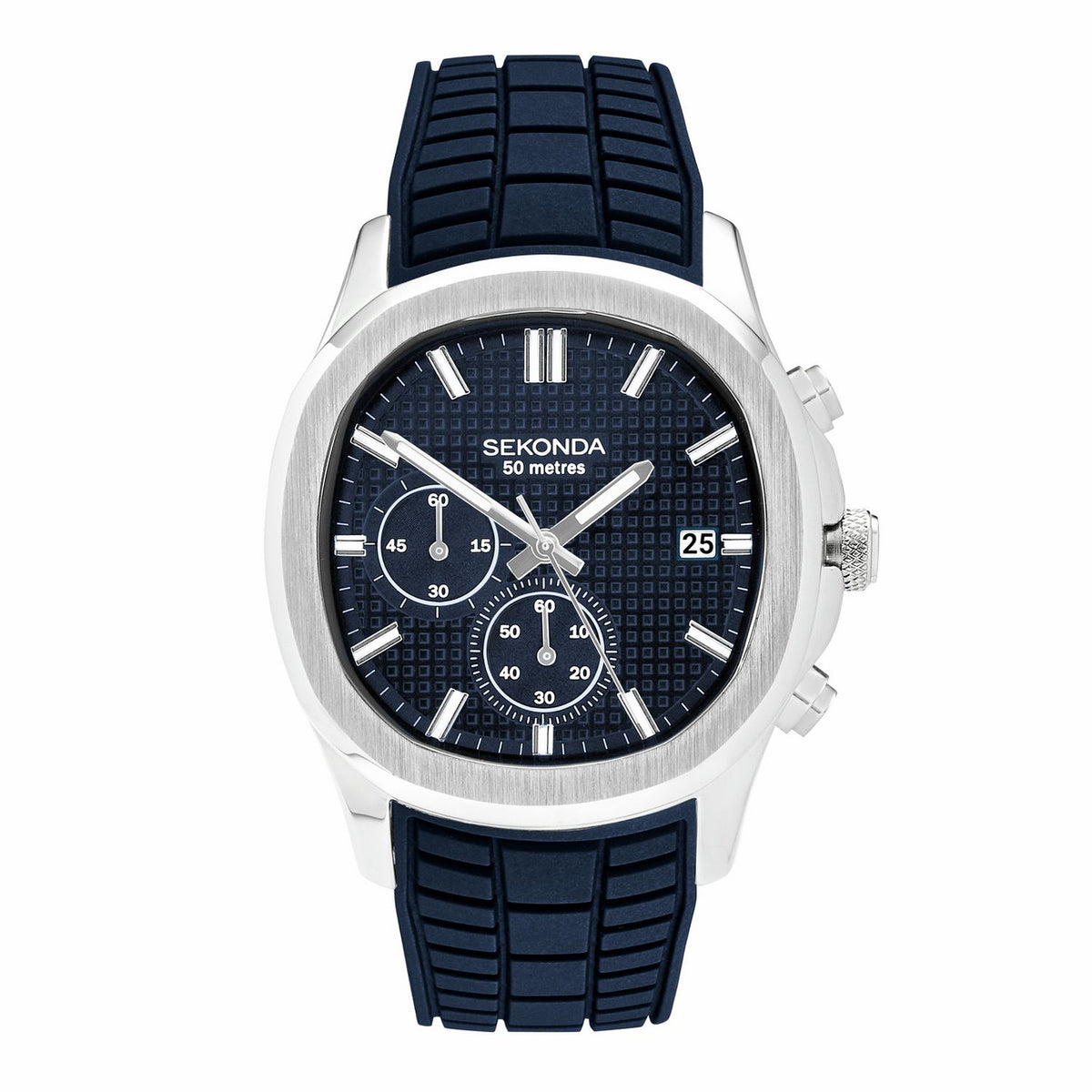 Sekonda Octaire Navy silicone strap watch 40mm, imported from the UK