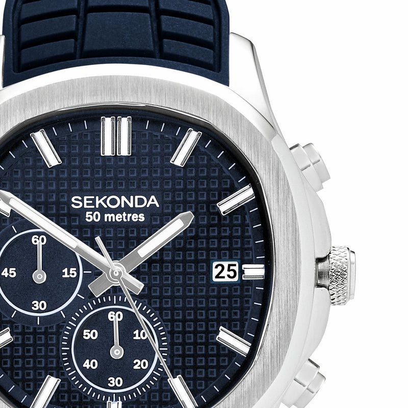 Sekonda Octaire Navy silicone strap watch 40mm, imported from the UK