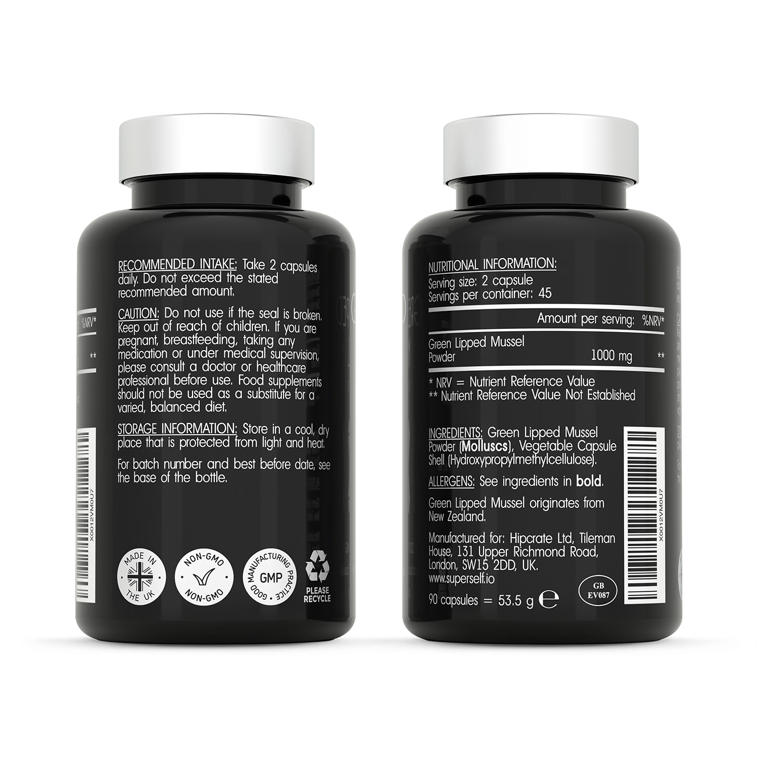 SuperSelf green lipped mussel supplement 1000mg 90 capsules - British product