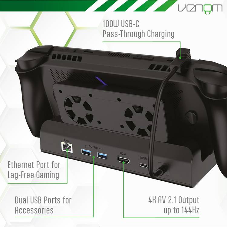 Venom portable charging dock for ASUS ROG Ally in black, British brand