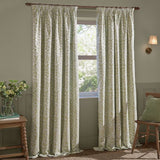 Wylder sage green jacquard leaf curtains 117x137cm, imported from the UK