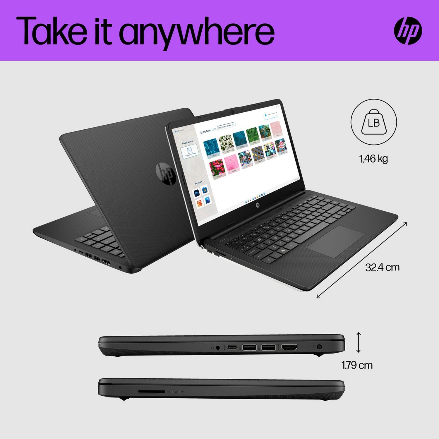 HP 14s laptop bundle 14 inch UK version