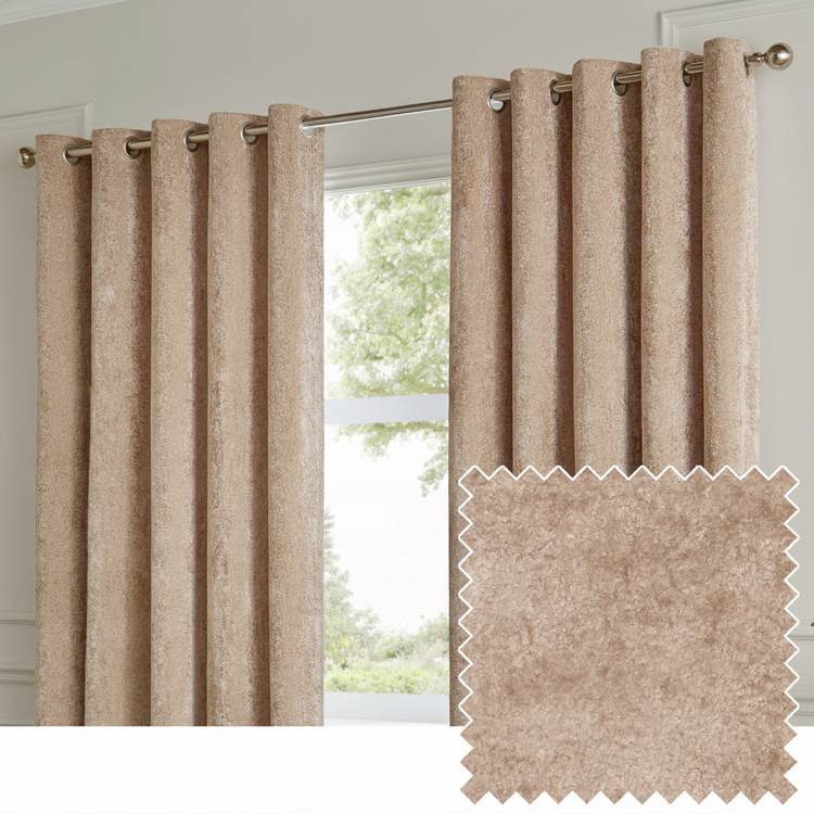 Paoletti velvet curtains cream 117x137cm, UK version