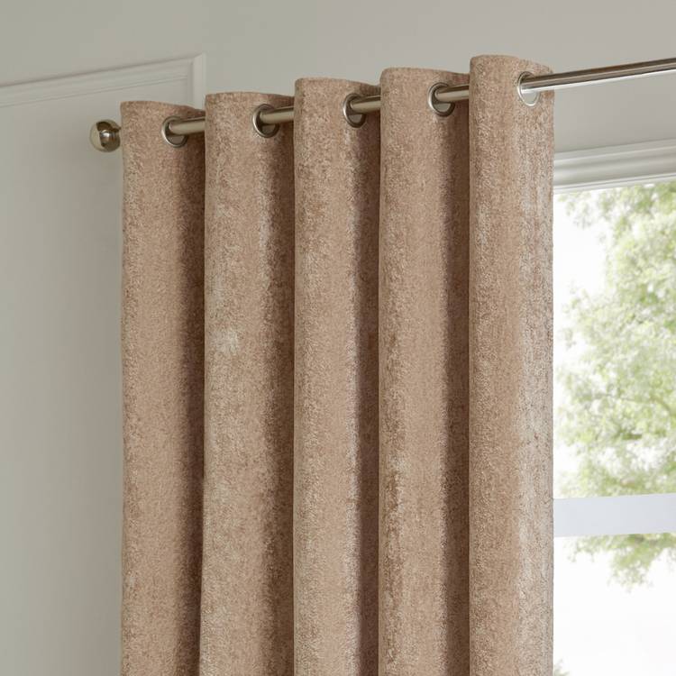 Paoletti velvet curtains cream 117x137cm, UK version