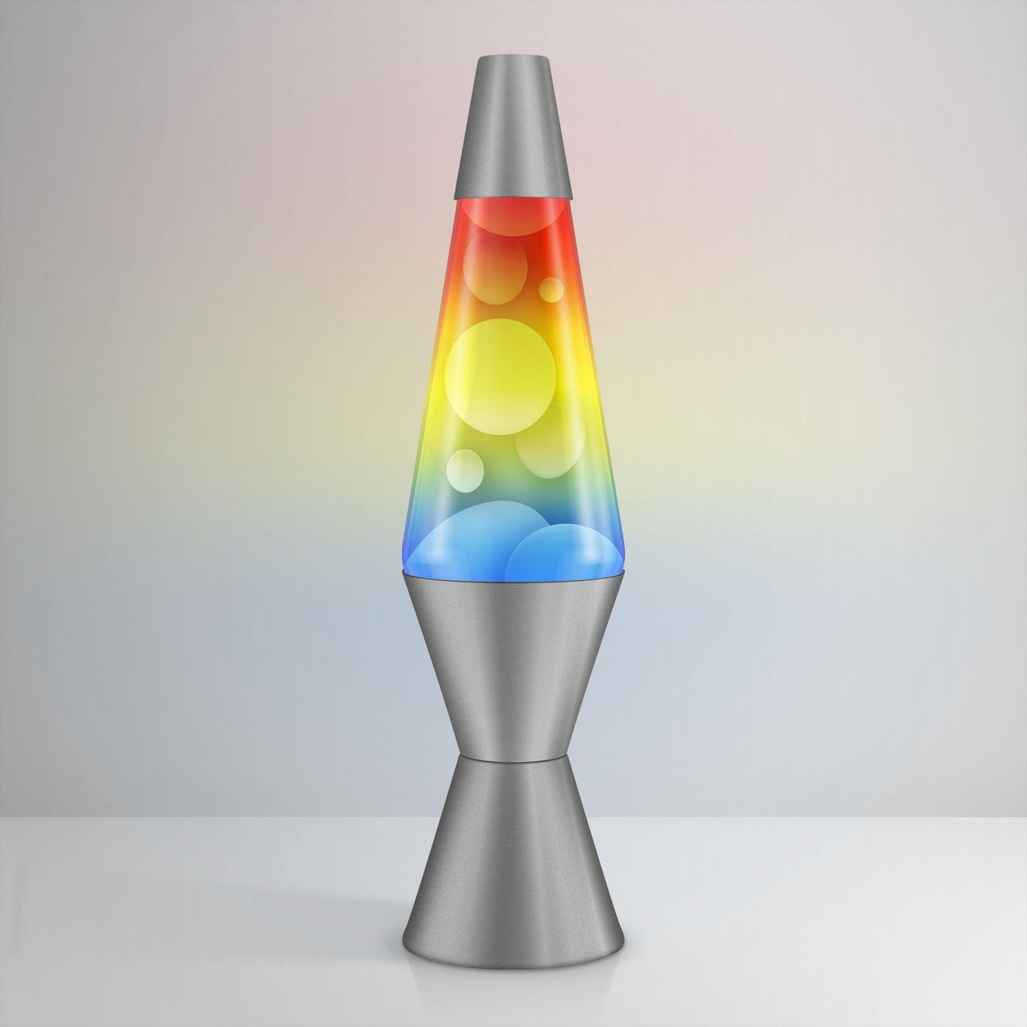 Rainbow Glitz yellow silver lava lamp 14.5 inch, imported from the UK
