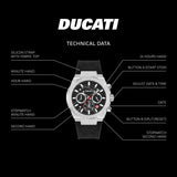 Ducati Supermotos chronograph watch with black leather strap - British product