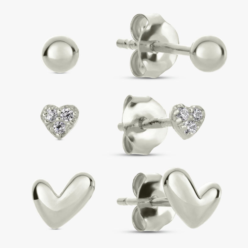 Revere sterling silver stud earrings set of 3 (British brand)