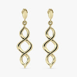 Revere 9ct yellow gold spiral twisted drop earrings, imported from the UK