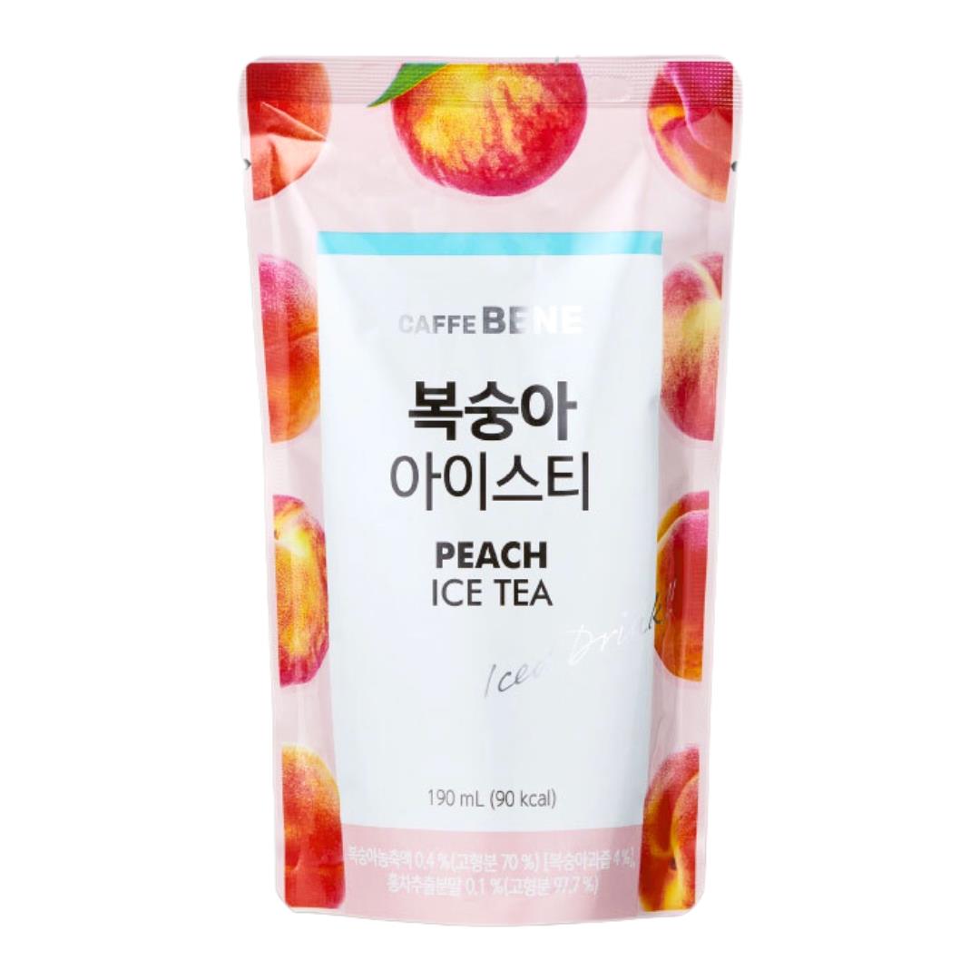 Caffebene peach ice tea pouch beverage, UK version