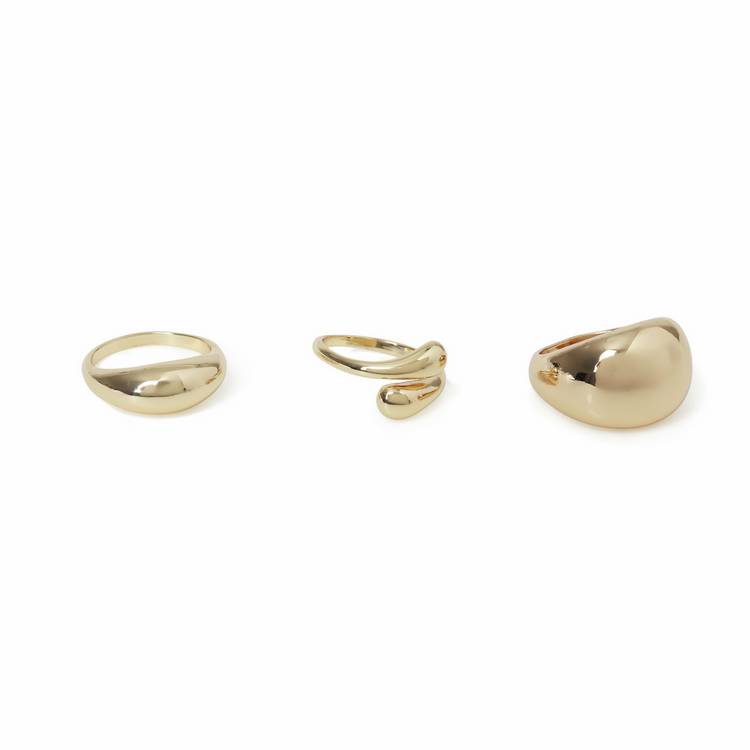 Freedom gold tone smooth stacking rings large, UK version