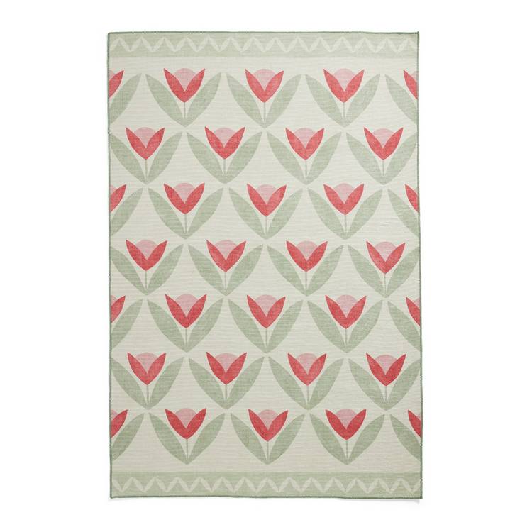Scion Tulip Trellis blush pink flatweave rug 76x150cm, UK version