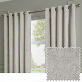 Paoletti Lustre Velvet Eyelet Curtains silver 117x137cm, UK version