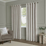Paoletti Lustre Velvet Eyelet Curtains silver 117x137cm, UK version