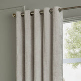 Paoletti Lustre Velvet Eyelet Curtains silver 117x137cm, UK version