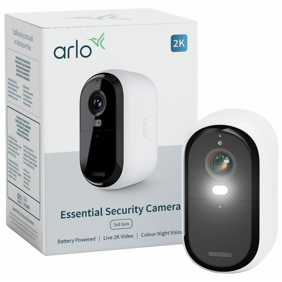 Arlo Essential 3 2K outdoor security camera single pack (British brand)