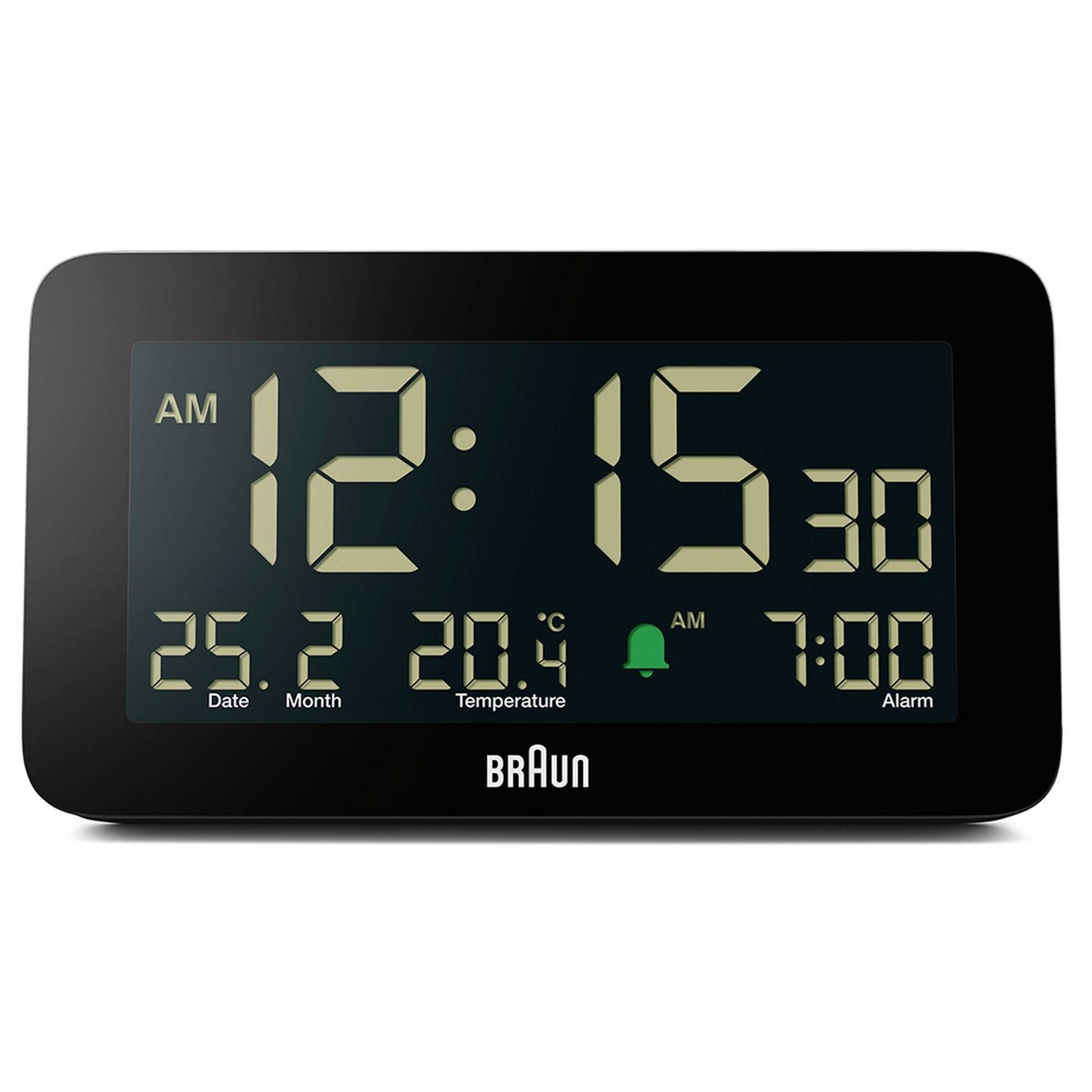 Braun digital alarm clock black, UK version