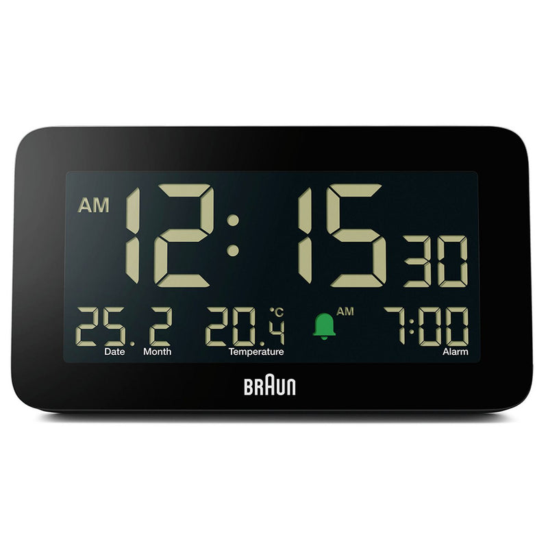 Braun digital alarm clock black, UK version