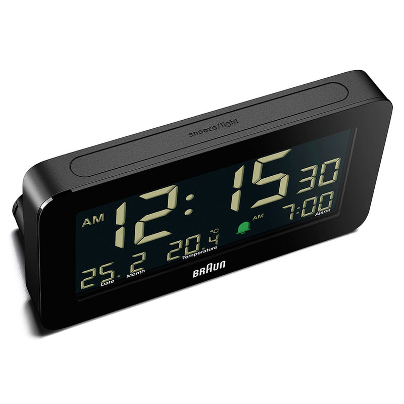 Braun digital alarm clock black, UK version