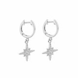 Revere sterling silver cubic zirconia North Star drop earrings - British product