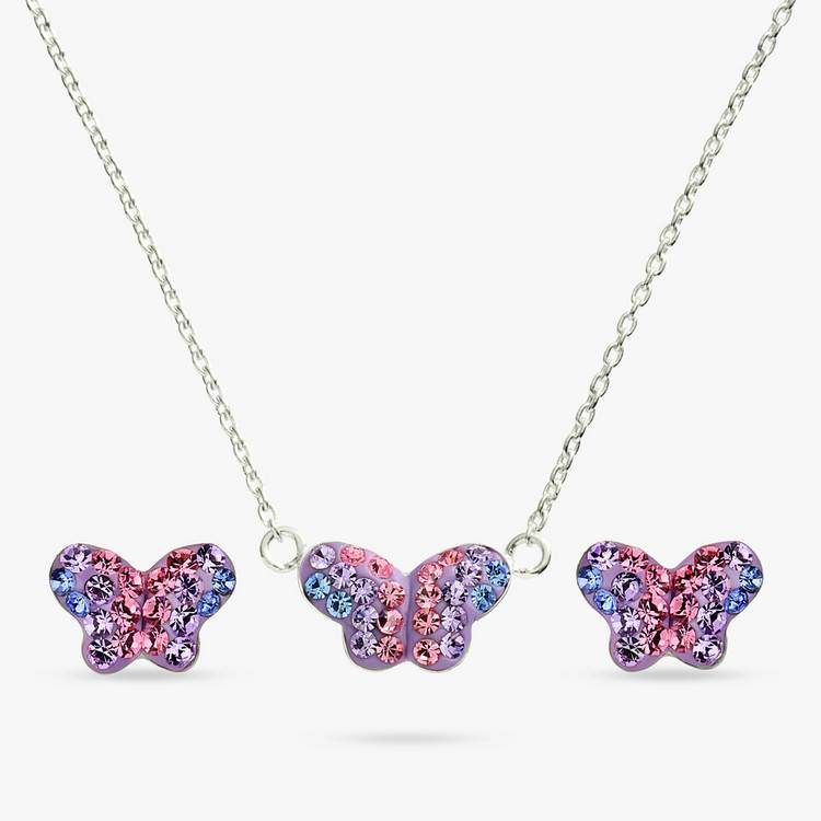Revere sterling silver crystal butterfly jewellery set, UK version