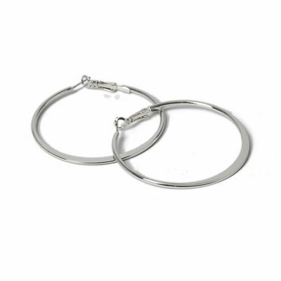 Argos Freedom Silver-tone Medium Knife Edge Hoop Earrings- Buy online at McGrocer