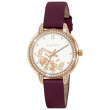 Radley watch stone set bezel cranberry red leather strap 32mm, UK version