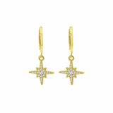 Revere 18ct gold plated sterling silver North Star drop earrings (British brand)