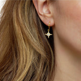 Revere 18ct gold plated sterling silver North Star drop earrings (British brand)
