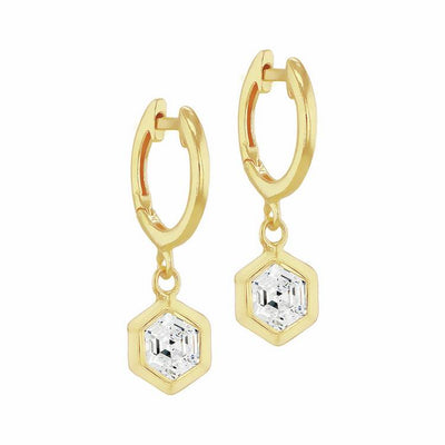 Argos Revere 18ct Gold Plated Sterling Silver Hexagon Huggie Earrings- Buy online at McGrocer
