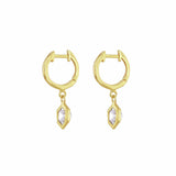 Revere 18ct gold plated sterling silver hexagon huggie earrings, UK version