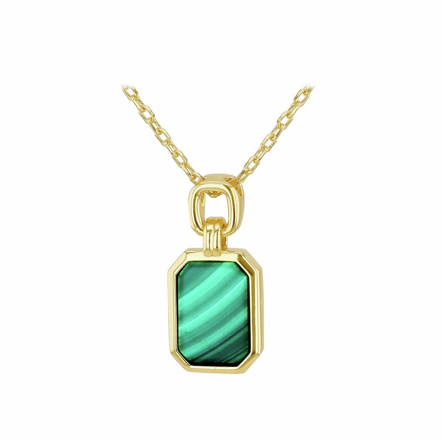 Revere gold plated malachite necklace with adjustable chain, UK version