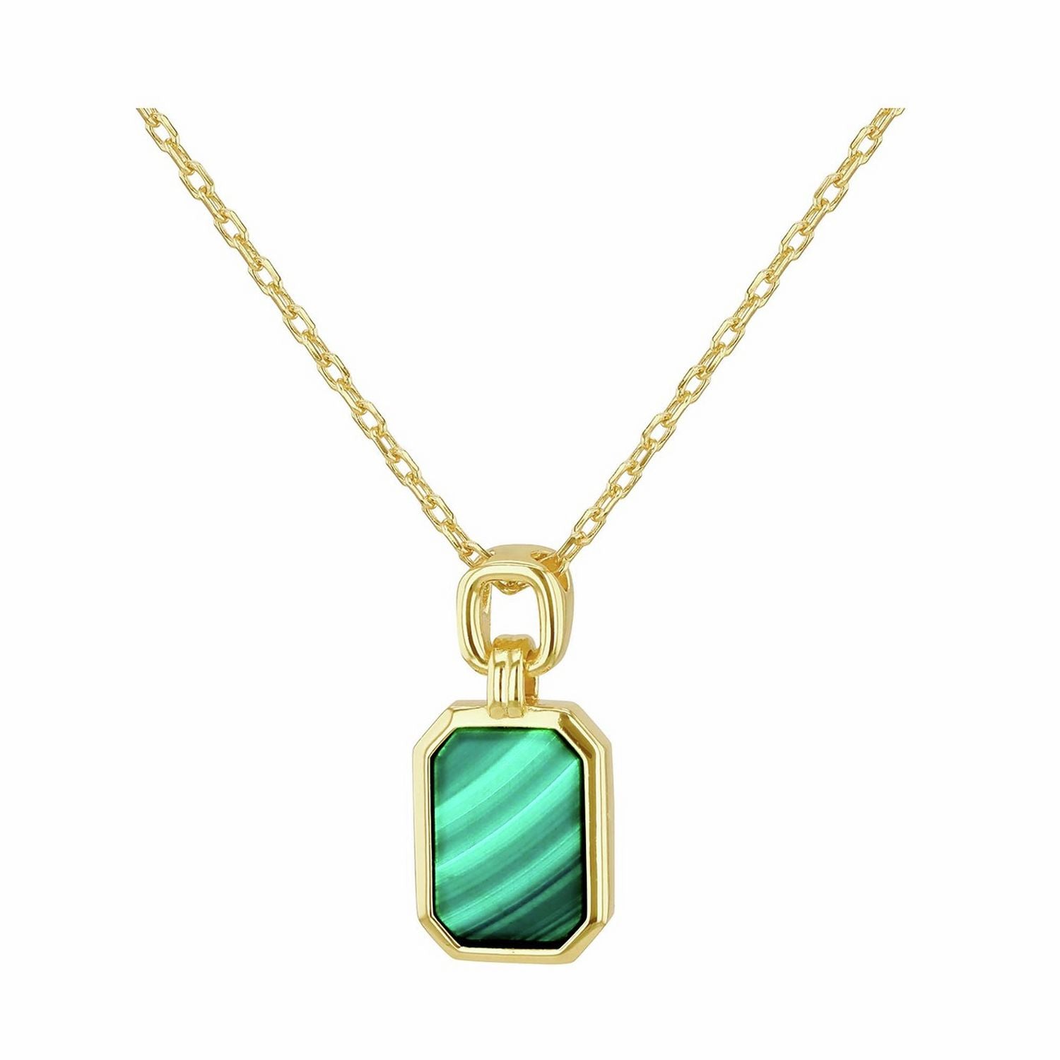 Revere gold plated malachite necklace with adjustable chain, UK version