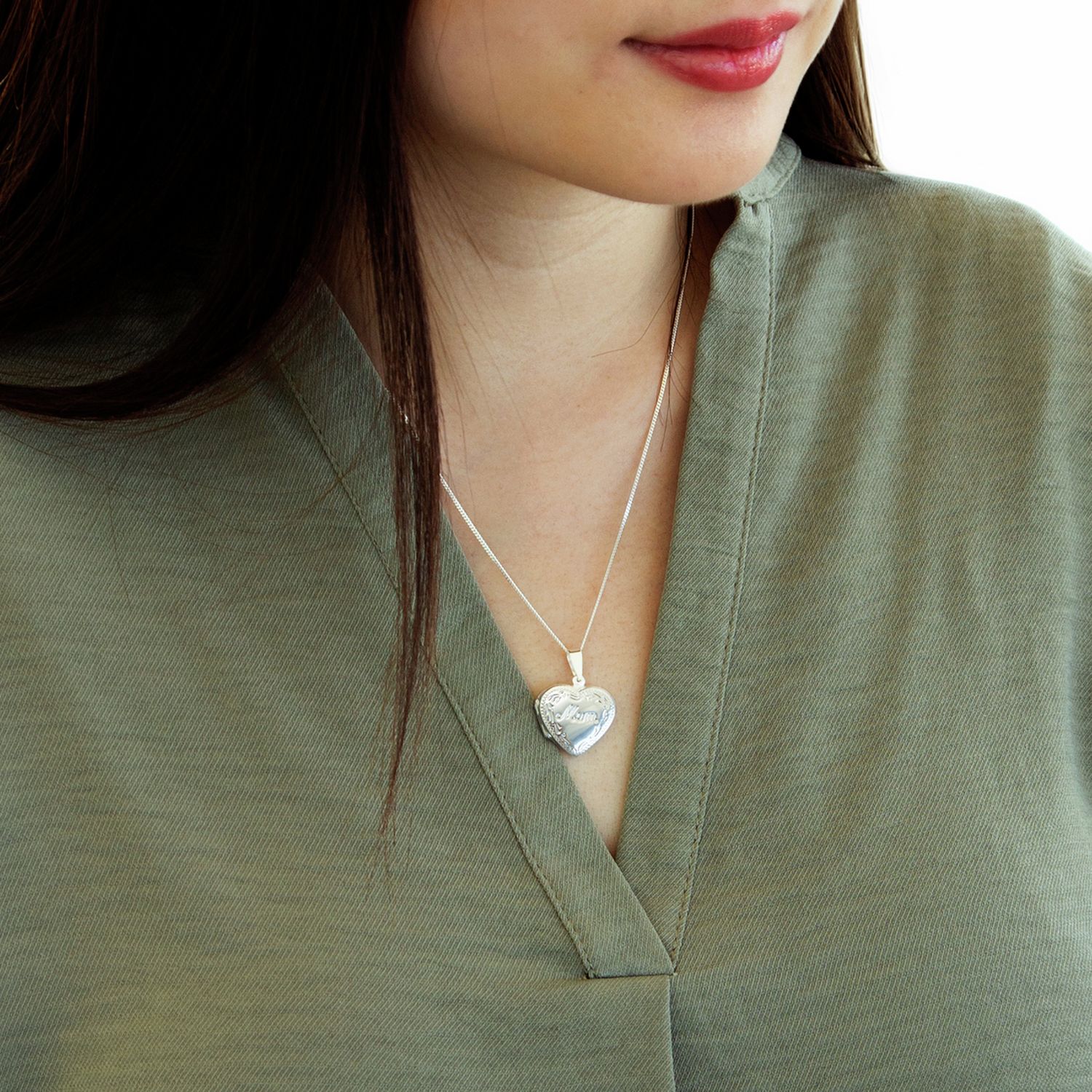 Revere sterling silver mum locket necklace (British brand)