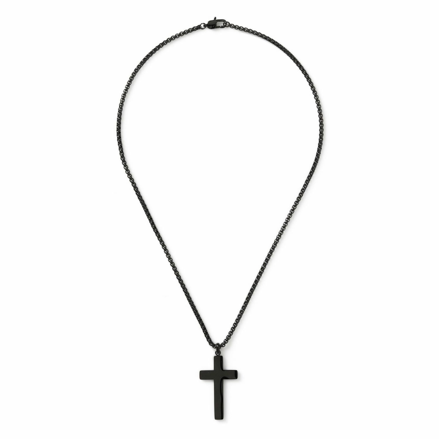 Uncommon Souls cross pendant necklace black tone stainless steel, UK version