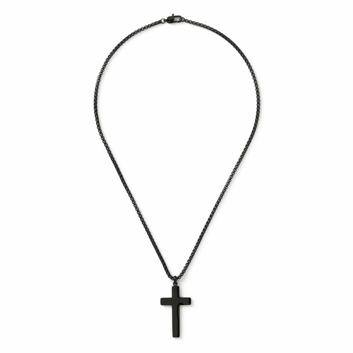 Uncommon Souls cross pendant necklace black tone stainless steel, UK version