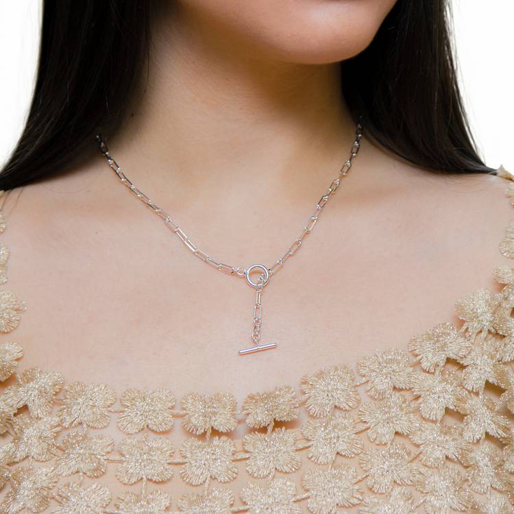Revere sterling silver paper T-bar necklace chain 41cm - British product