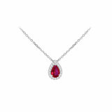 Revere silver teardrop necklace with red cubic zirconia (British brand)