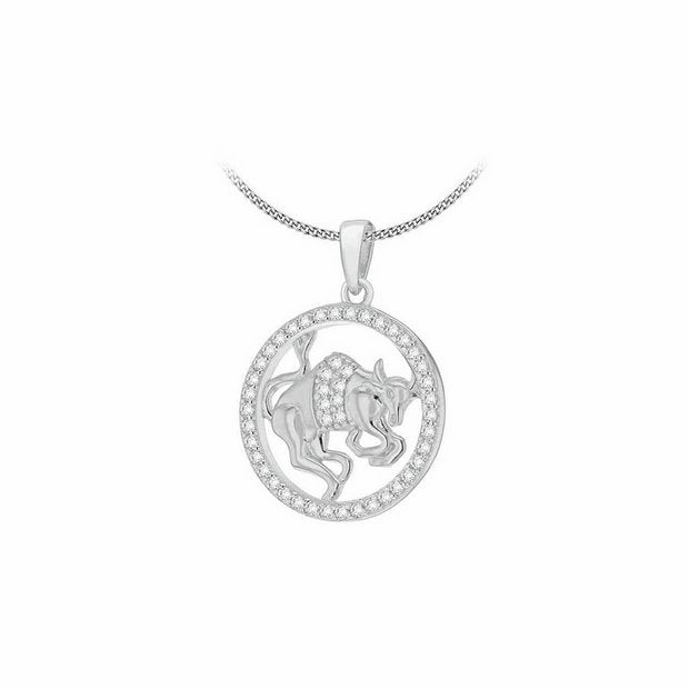Revere Taurus pendant sterling silver rhodium plated 46cm, imported from the UK