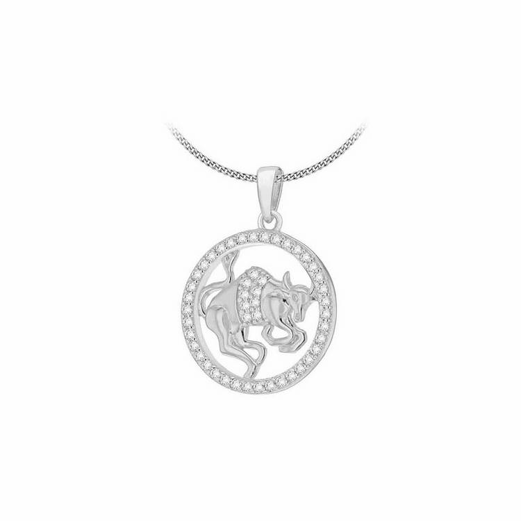 Revere Taurus pendant sterling silver rhodium plated 46cm, imported from the UK