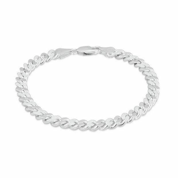Revere sterling silver diamond cut stardust curb bracelet 20cm, imported from the UK