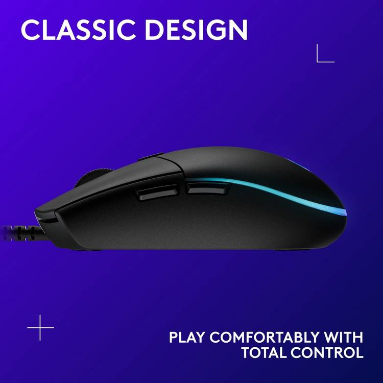 Logitech G203 wired gaming mouse black, imported from the UK