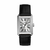 Fossil Carraway black croco leather watch with silver dial, UK version