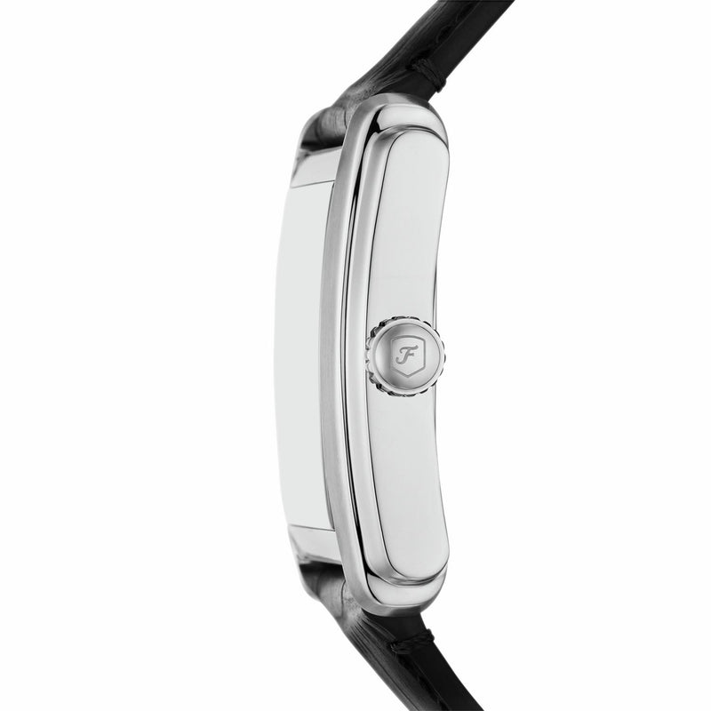 Fossil Carraway black croco leather watch with silver dial, UK version