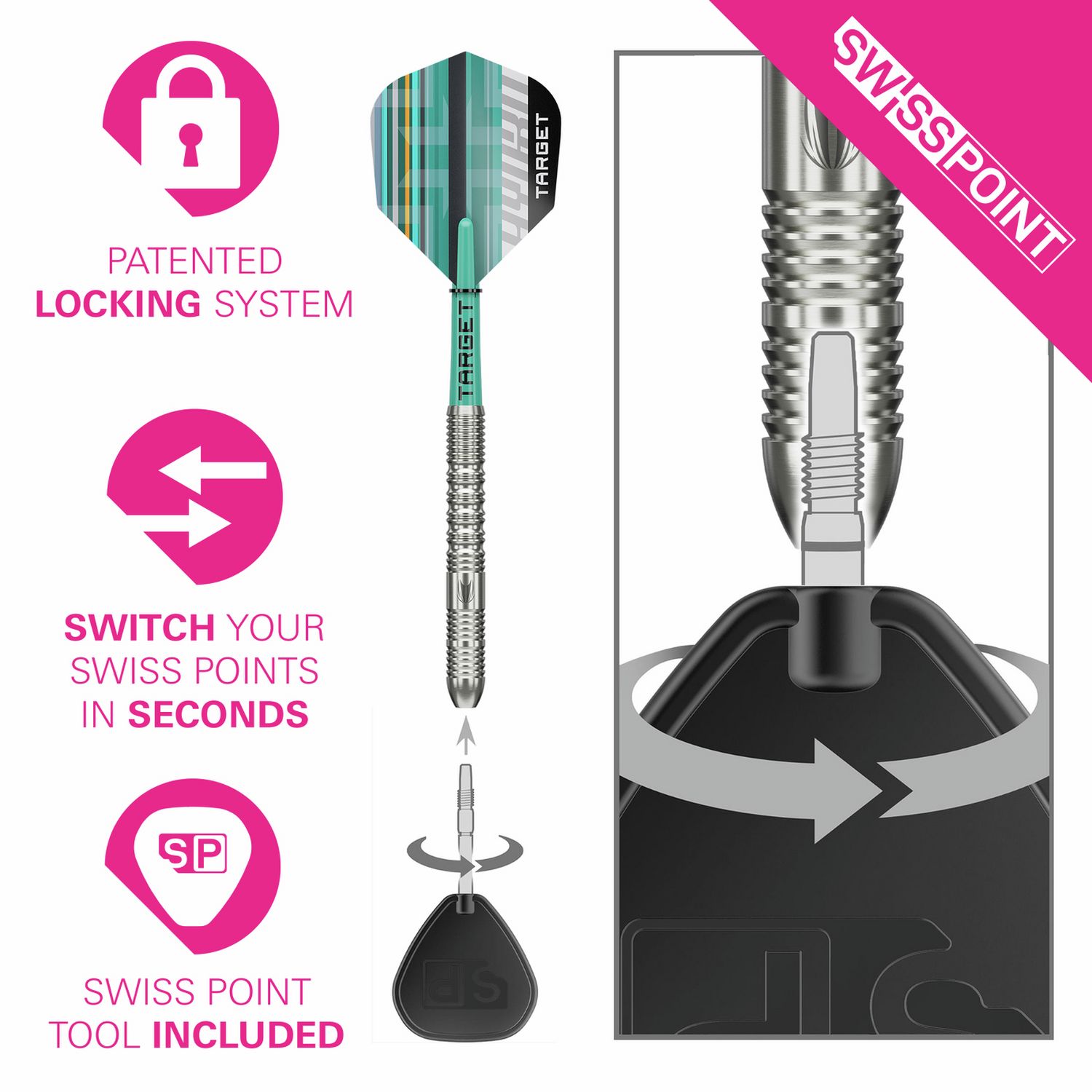 Target Darts Hydro 90% tungsten steel tip darts (British brand)