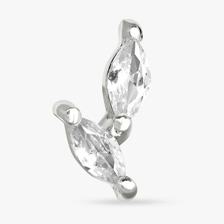 Revere sterling silver marquise cubic zirconia stud earring (British brand)