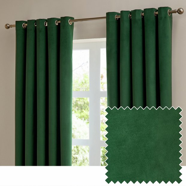 Furn velvet blackout curtains emerald green 117x137cm - British product