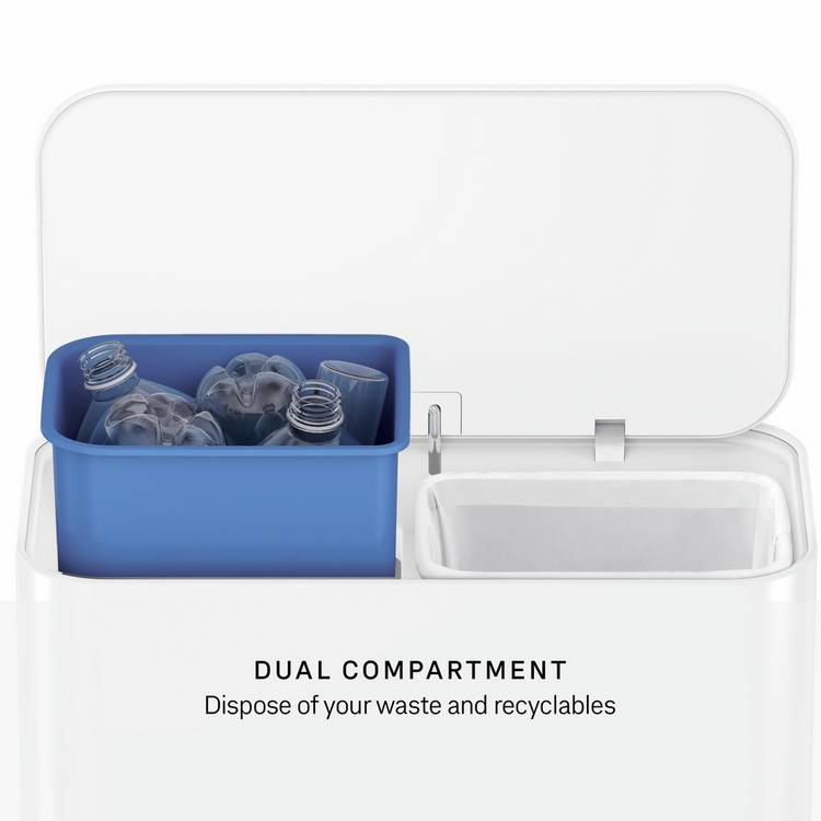 Simplehuman mini recycler pedal bin White 15 Litre, imported from the UK